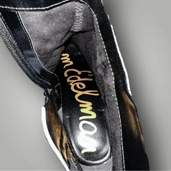 🌻NEW w/tag Sam Edelman Saige Black Suede Ankle Bootie Pointed Toe Heel Size 7.5 - Picture 8 of 11